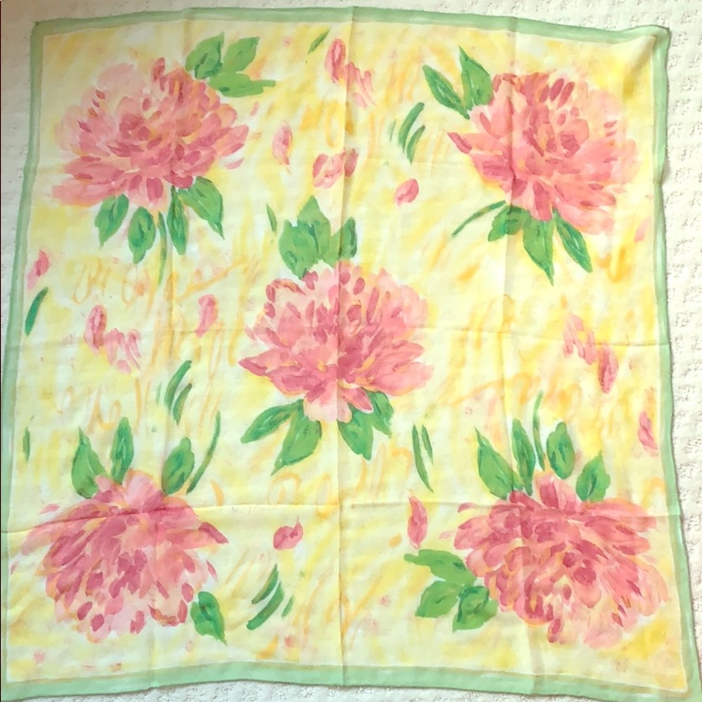 Carlisle Silk Chiffon “Peonies” Scarf